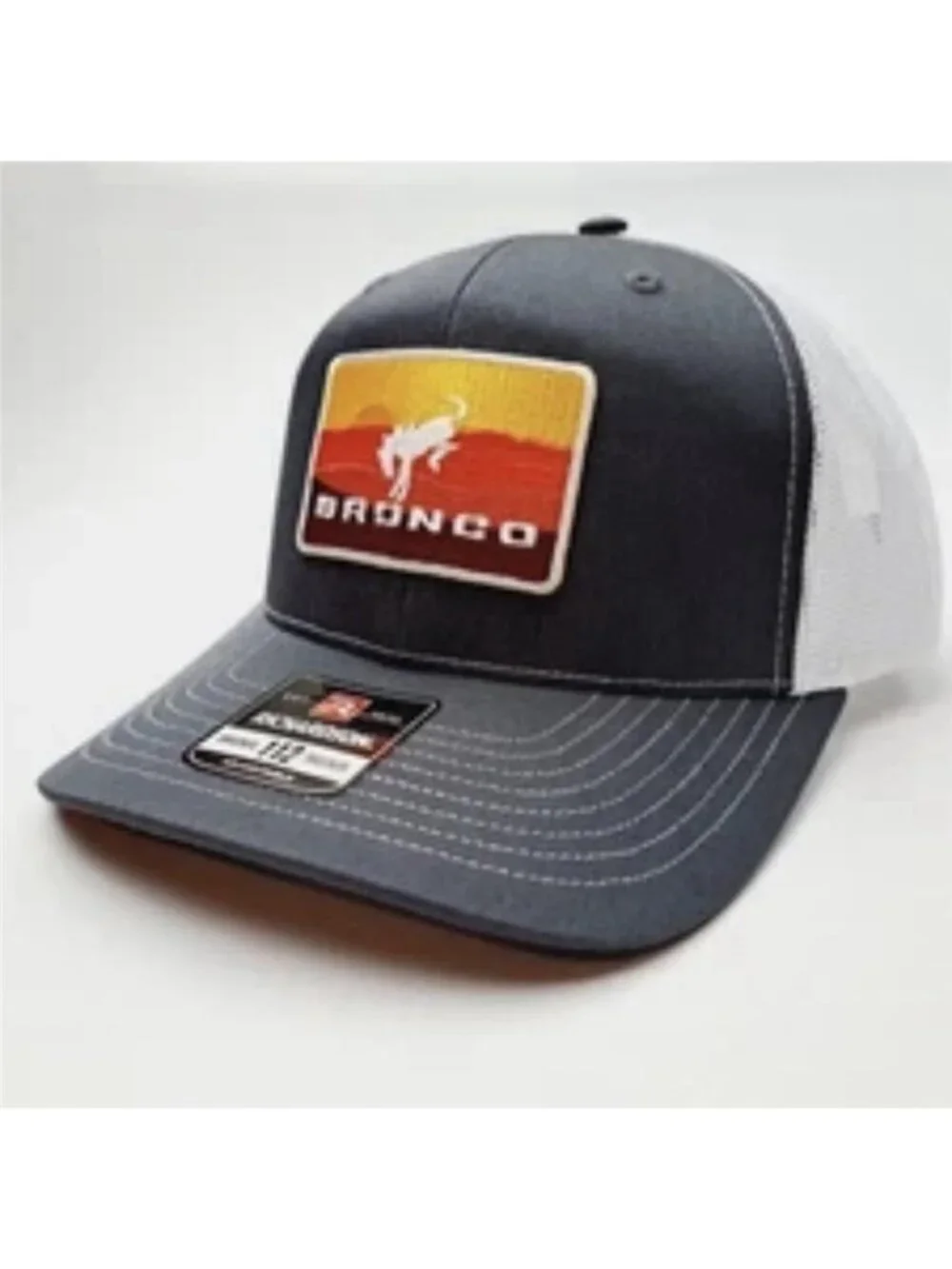 Retro Bronco Sunset Embroidered Patch Trucker Hat Richardson 112 Snapback Cap